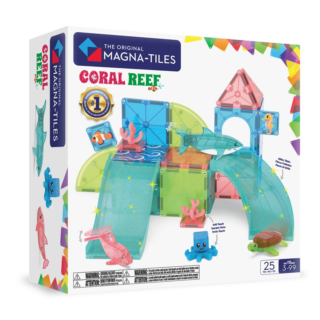 Coral Reef - Klocki Magnetyczne z Figurkami Morskich Zwierząt - 25 elementów - Magna-Tiles