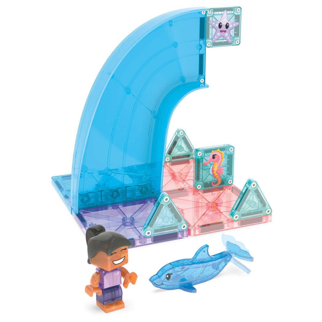 PROMOCJA Doplhin Bay Out - Zabawa z Delfinem - Klocki Magnetyczne 13 elementów z Figurką - Magna-Tiles