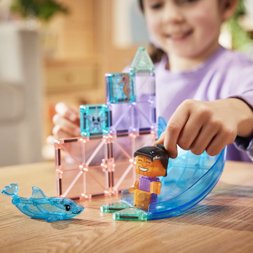 PROMOCJA Doplhin Bay Out - Zabawa z Delfinem - Klocki Magnetyczne 13 elementów z Figurką - Magna-Tiles