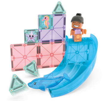 PROMOCJA Doplhin Bay Out - Zabawa z Delfinem - Klocki Magnetyczne 13 elementów z Figurką - Magna-Tiles