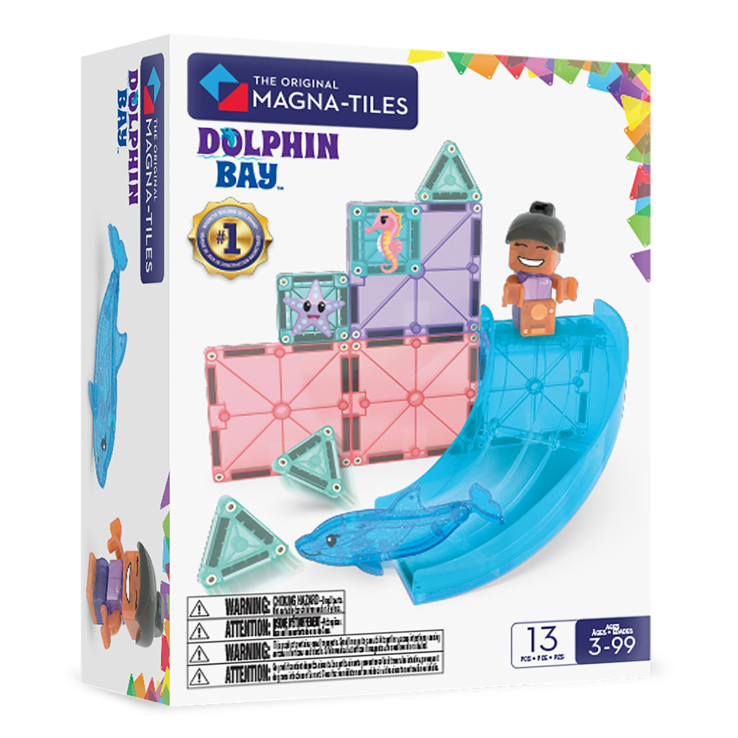 PROMOCJA Doplhin Bay Out - Zabawa z Delfinem - Klocki Magnetyczne 13 elementów z Figurką - Magna-Tiles