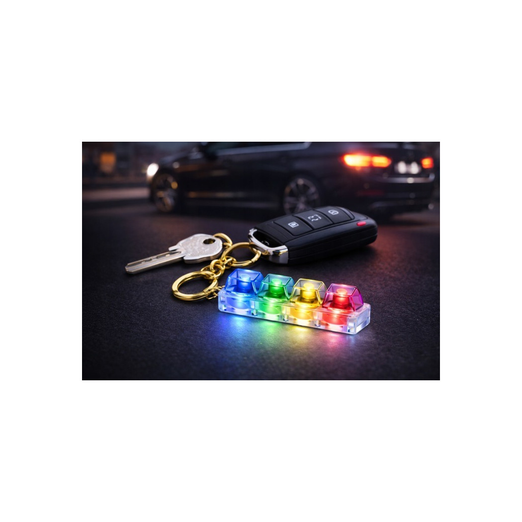 Klikacz - 4 Przyciski - Antystresowy Brelok Klawiatura z Podświetleniem LED - Fidget