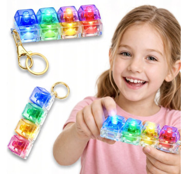 Klikacz - 4 Przyciski - Antystresowy Brelok Klawiatura z Podświetleniem LED - Fidget