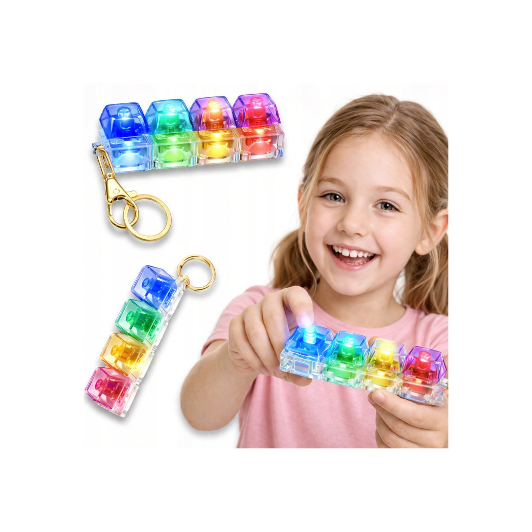 Klikacz - 4 Przyciski - Antystresowy Brelok Klawiatura z Podświetleniem LED - Fidget