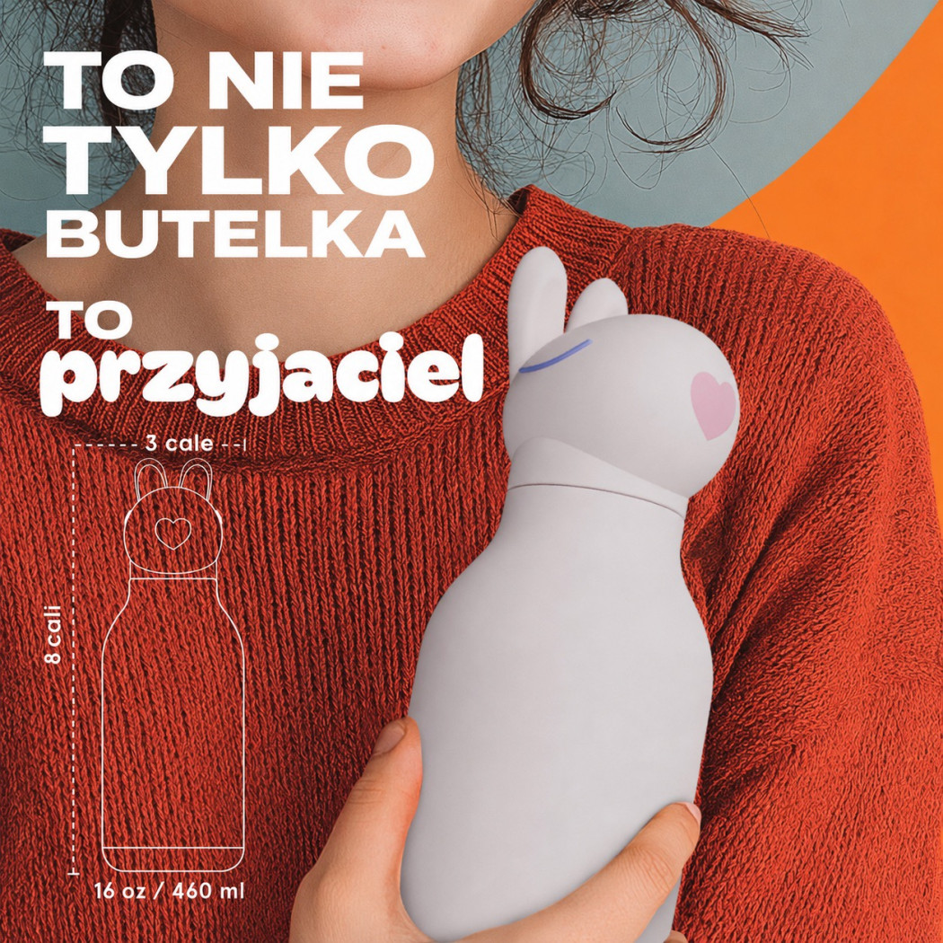 Królik Bubbles - Butelka Termiczna 460 ml ze Słomką z Motywem Króliczka - Bestie Bottle - Asobu