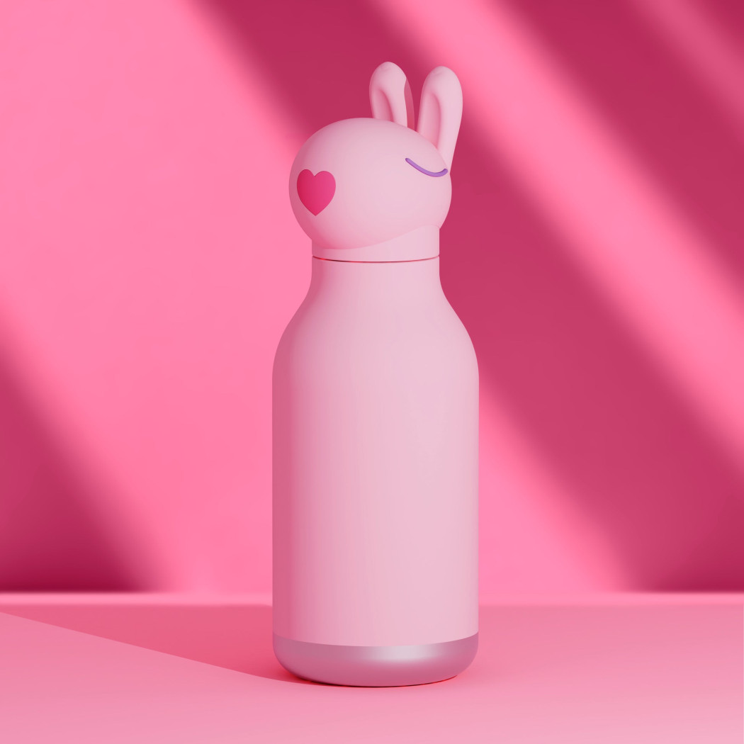 Królik Bubbles - Butelka Termiczna 460 ml ze Słomką z Motywem Króliczka - Bestie Bottle - Asobu