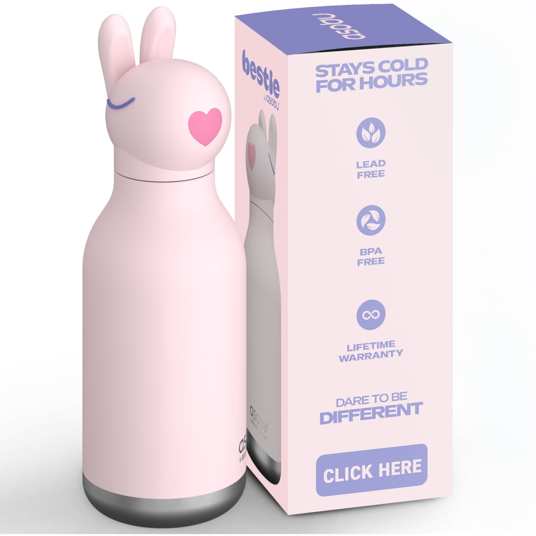 Królik Bubbles - Butelka Termiczna 460 ml ze Słomką z Motywem Króliczka - Bestie Bottle - Asobu