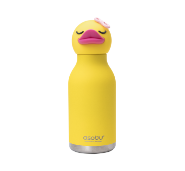 Kaczuszka Bryn - Butelka Termiczna 460 ml ze Słomką z Motywem Kaczki - Żółta Bestie Bottle - Asobu