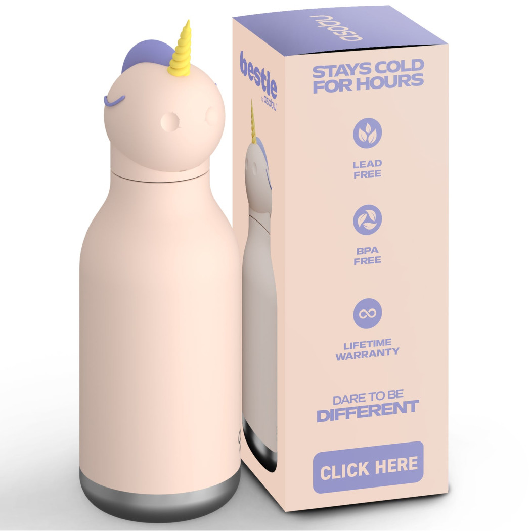 Jednorożec Sparkle - Butelka Termiczna 460 ml ze Słomką - Bestie Bottle - Asobu