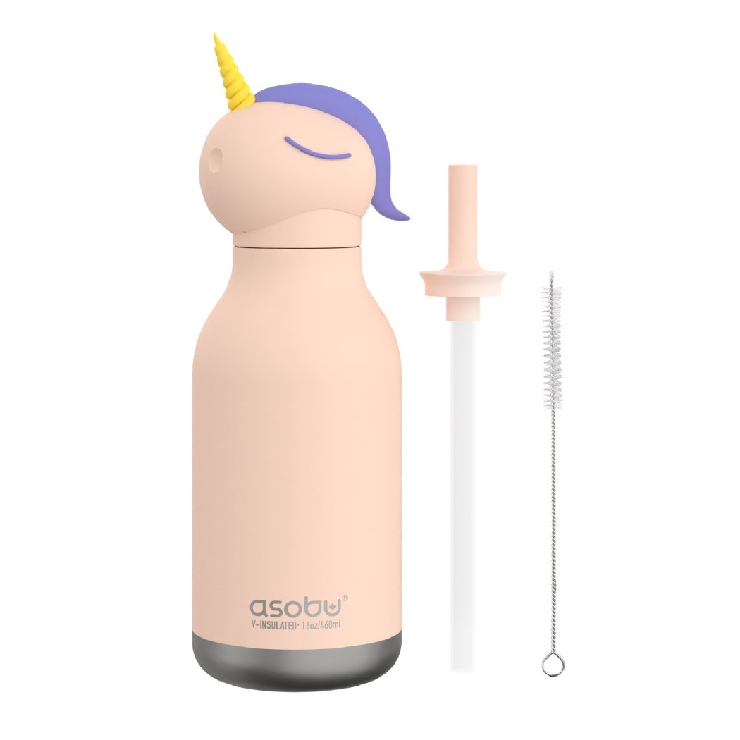 Jednorożec Sparkle - Butelka Termiczna 460 ml ze Słomką - Bestie Bottle - Asobu