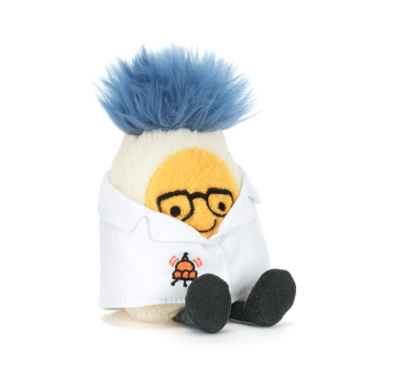 Jajko Naukowiec 14 cm - Pluszowe Gotowane Jajeczko w Fartuchu - Maskotka Przytulanka - JellyCat