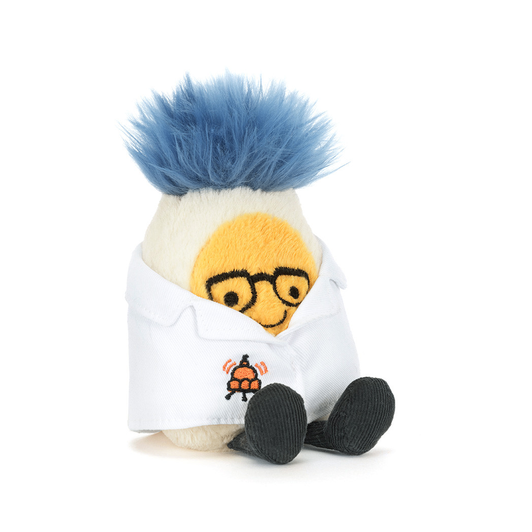 Jajko Naukowiec 14 cm - Pluszowe Gotowane Jajeczko w Fartuchu - Maskotka Przytulanka - JellyCat