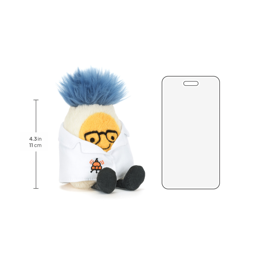 Jajko Naukowiec 14 cm - Pluszowe Gotowane Jajeczko w Fartuchu - Maskotka Przytulanka - JellyCat
