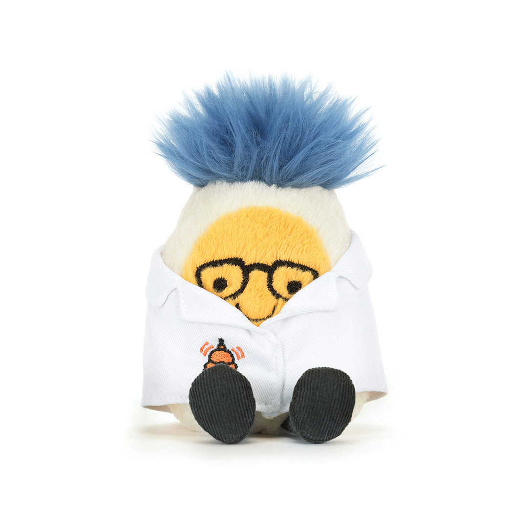 Jajko Naukowiec 14 cm - Pluszowe Gotowane Jajeczko w Fartuchu - Maskotka Przytulanka - JellyCat