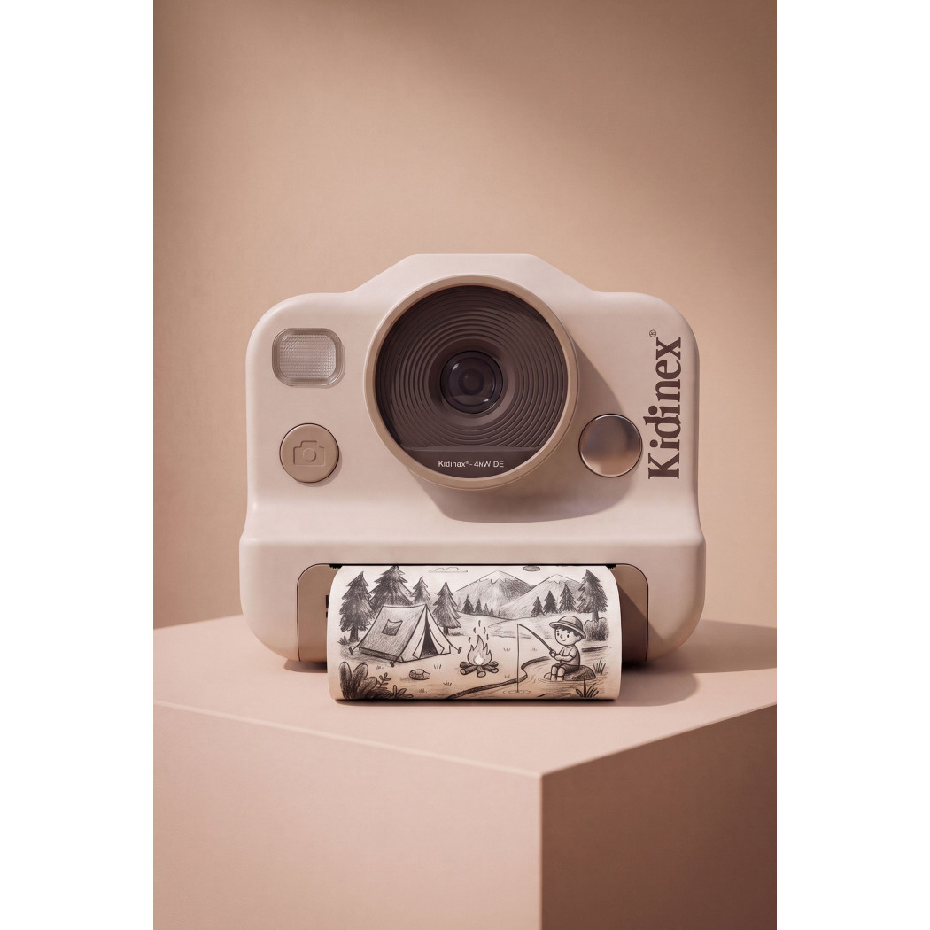 KidSnap Beige - Aparat Fotograficzny z Wydrukiem Natychmiastowym dla Dzieci - Kidinex