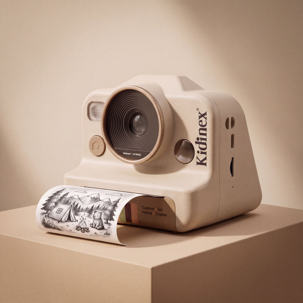 KidSnap Beige - Aparat Fotograficzny z Wydrukiem Natychmiastowym dla Dzieci - Kidinex