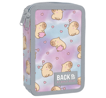 PROMOCJA Kapibara Dream - Piórnik Dwukomorowy z Wyposażeniem - 32 Elementy - Kredki i Pisaki - BackUP