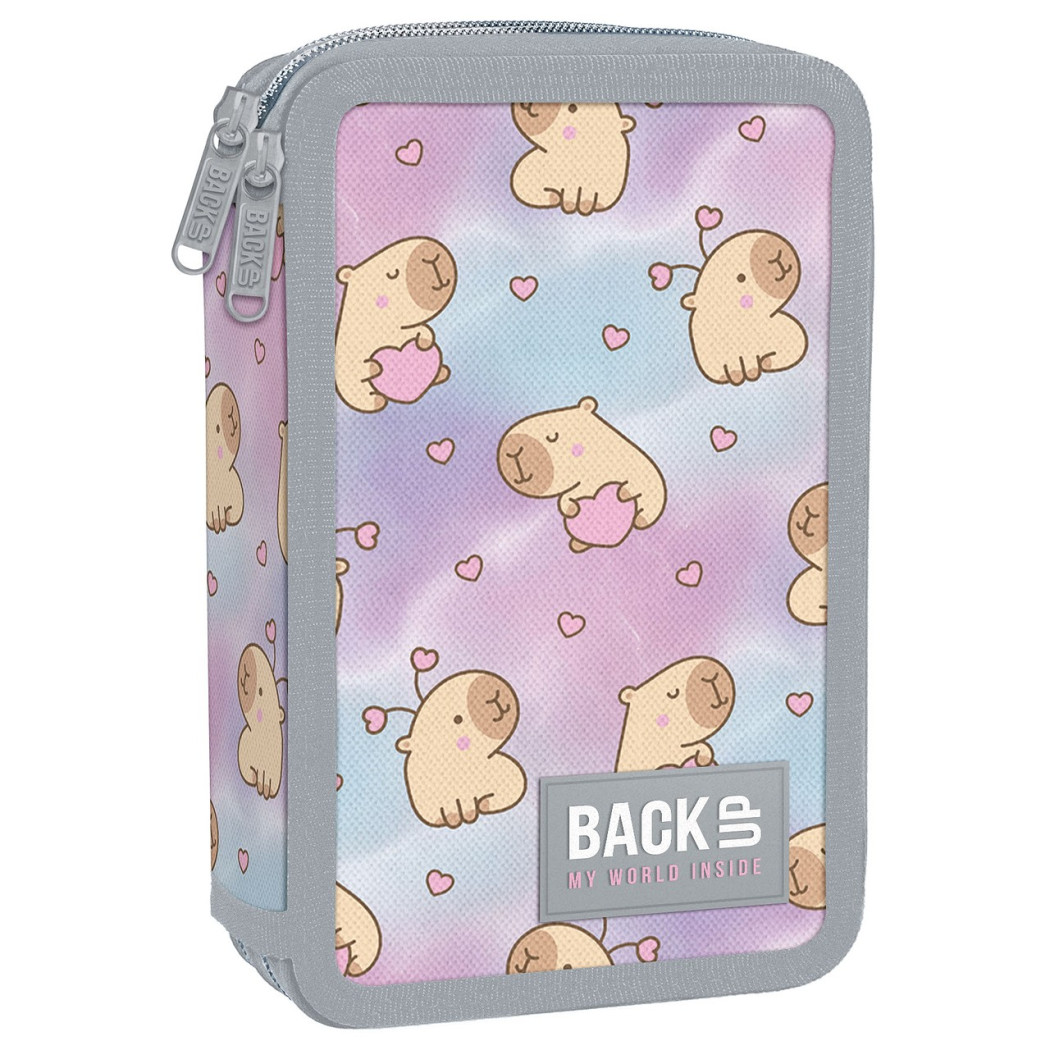 PROMOCJA Kapibara Dream - Piórnik Dwukomorowy z Wyposażeniem - 32 Elementy - Kredki i Pisaki - BackUP