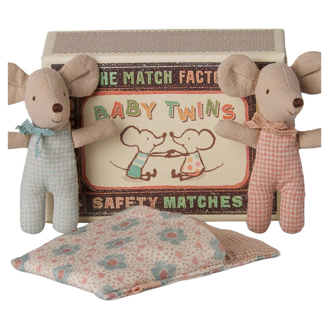 PROMOCJA Małe Myszki Bliźnięta w Pudełku po Zapałkach - Baby Mice Twins - Maileg
