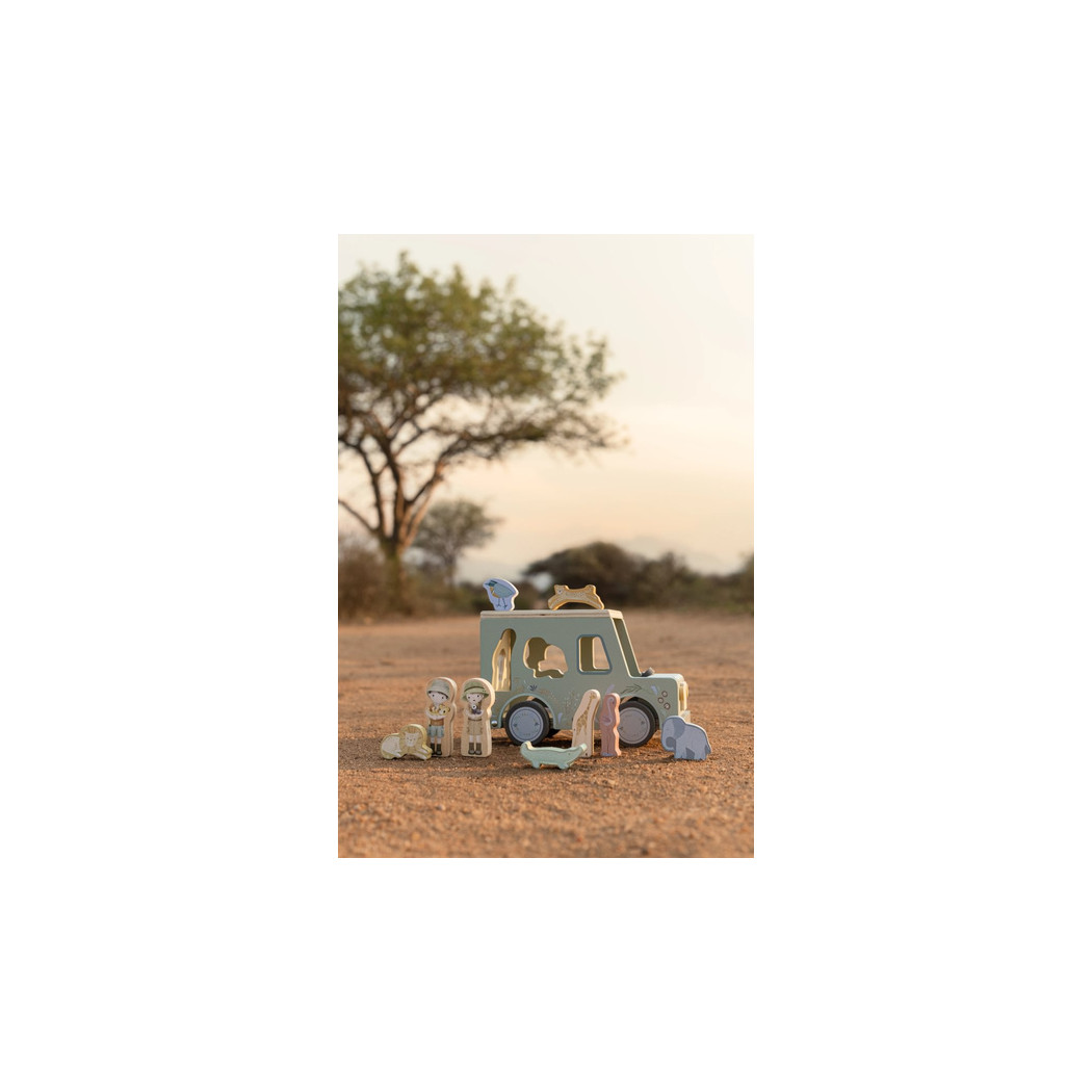 Sorter Drewniany Samochód Autko z Figurkami - Safari Friends - Little Dutch