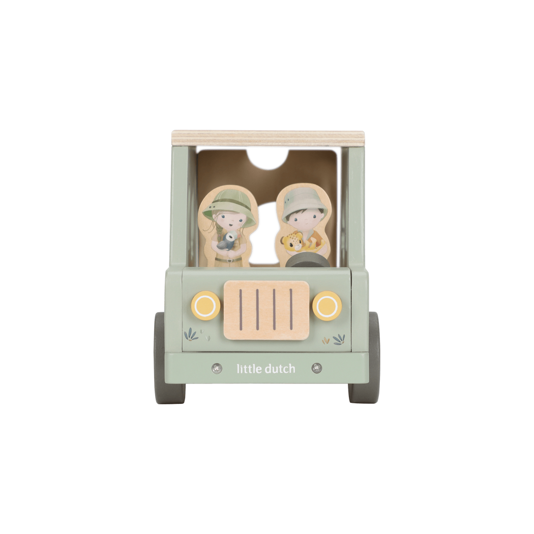 Sorter Drewniany Samochód Autko z Figurkami - Safari Friends - Little Dutch