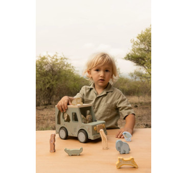 Sorter Drewniany Samochód Autko z Figurkami - Safari Friends - Little Dutch