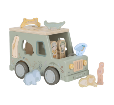 Sorter Drewniany Samochód Autko z Figurkami - Safari Friends - Little Dutch