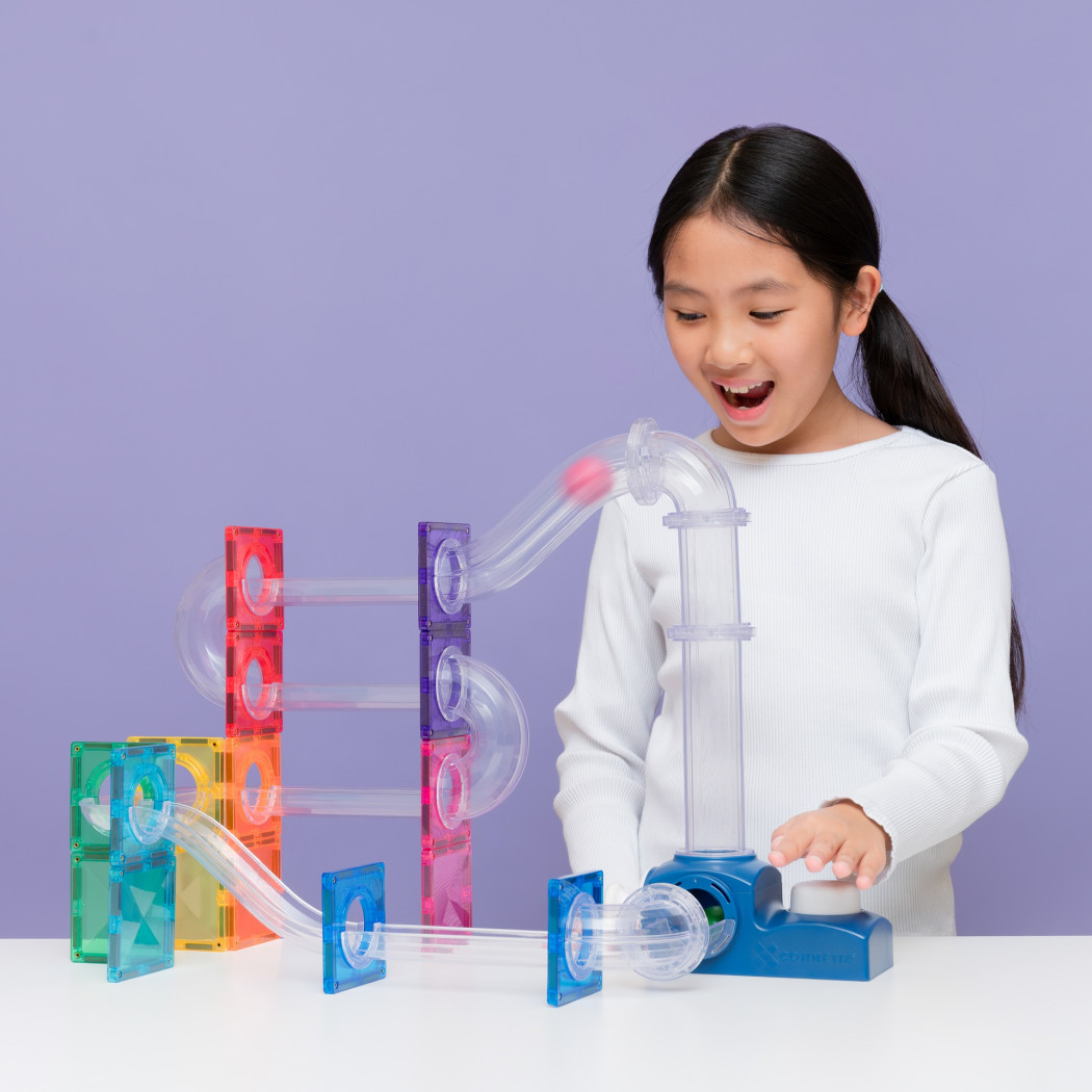 Kulodrom z Wyrzutnią Kulek - Klocki Magnetyczne - 47 Elementów - Connetix