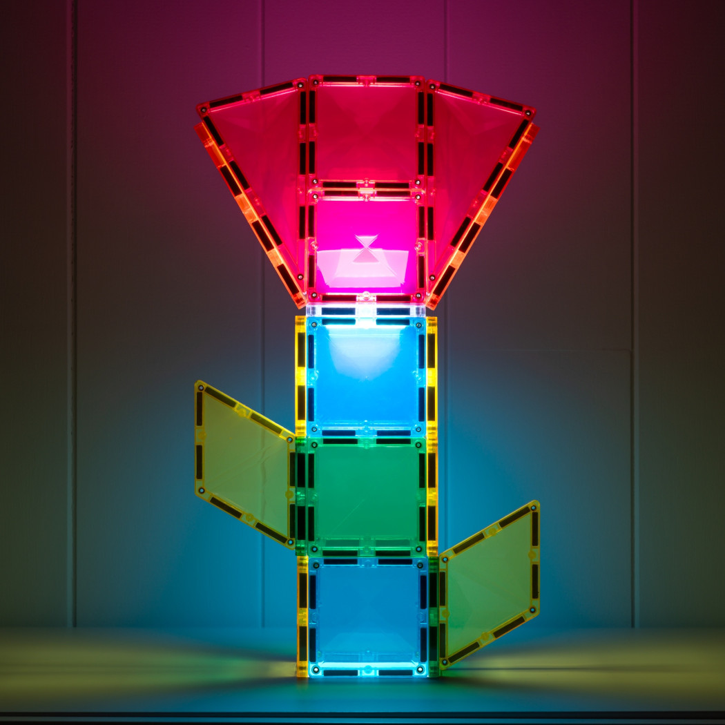 Świecąca Rakieta - Klocki Magnetyczne z Podświetlanym Klockiem LED - 30 Elementów - Connetix