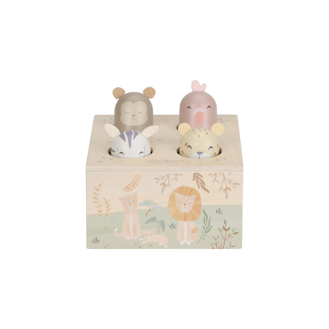 Safari Friends Wyskakujące Zwierzątka - Drewniana Zabawka Pop-Up - Little Dutch