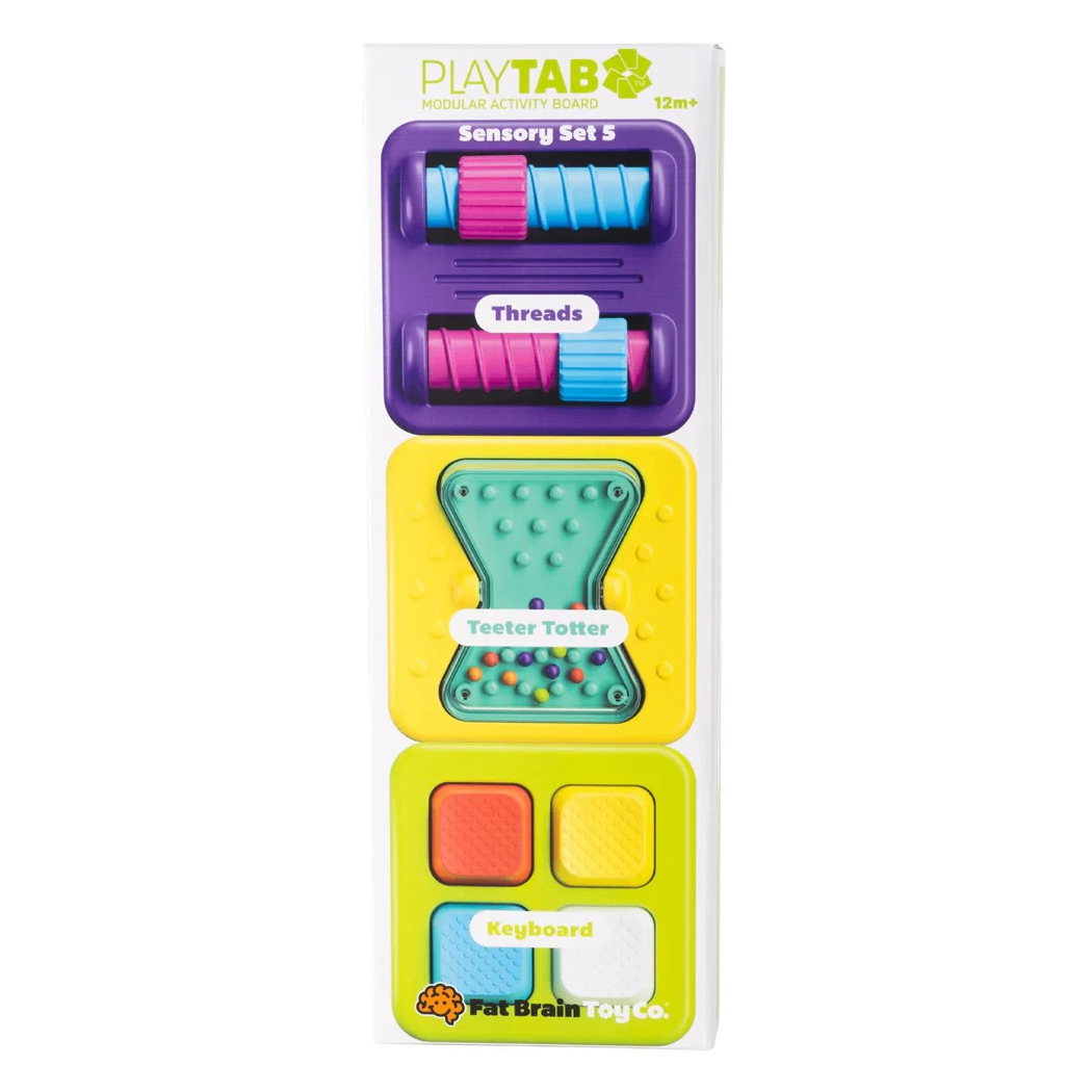 3 Sensoryczne Kwadraty - Zestaw nr 5 z Nakrętkami - PlayTab Sensoryczne Kwadraty do Tablicy - Fat Brain Toys