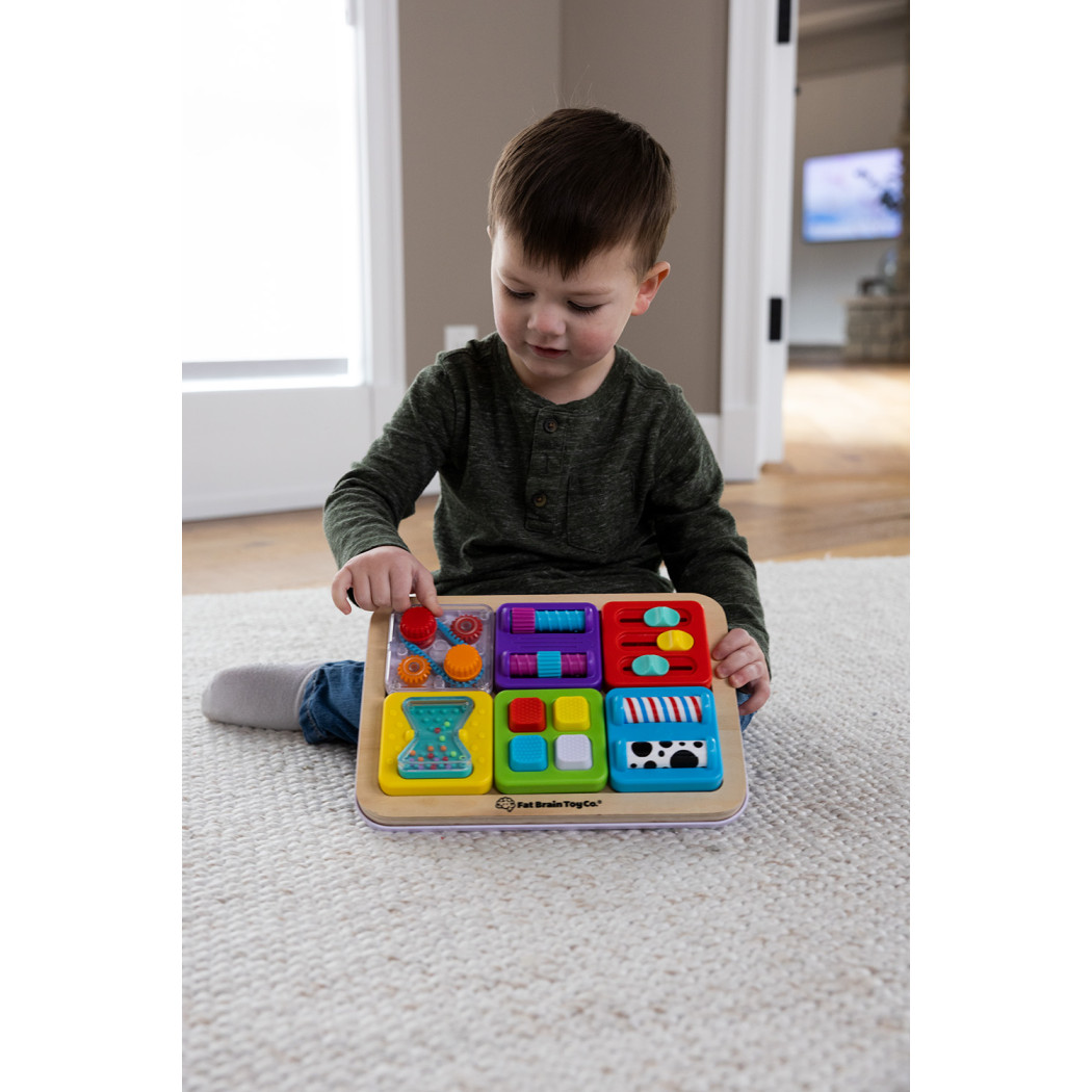 Zestaw nr 6 - 3 Sensoryczne Kwadraty z Gąsienicą - PlayTab Sensoryczne Kwadraty do Tablicy - Fat Brain Toys