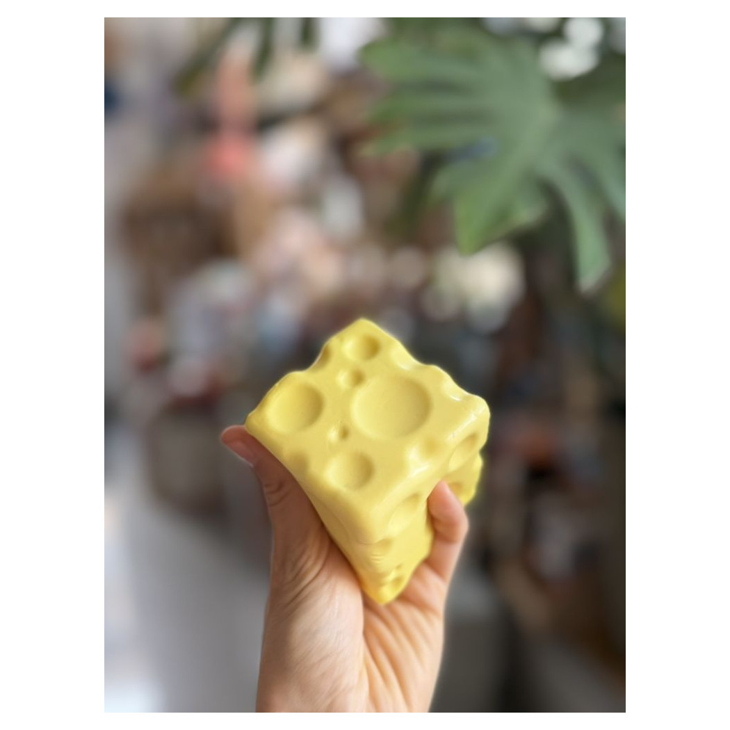 Ser Gniotek - Squichy Antystresowy Fidget Sensoryczny 7 cm - Kostka Sera Zabawka Relaksacyjna