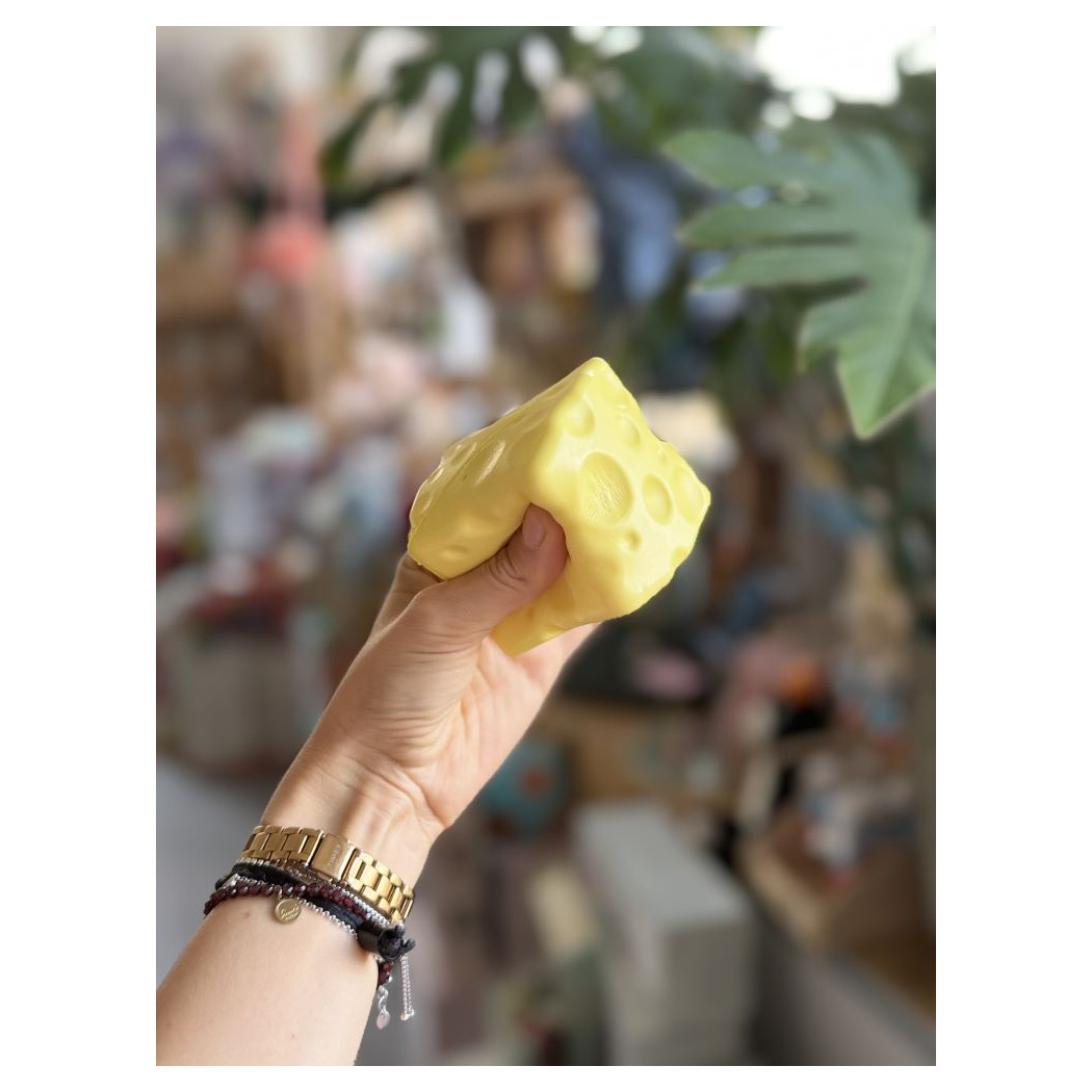 Ser Gniotek - Squichy Antystresowy Fidget Sensoryczny 7 cm - Kostka Sera Zabawka Relaksacyjna