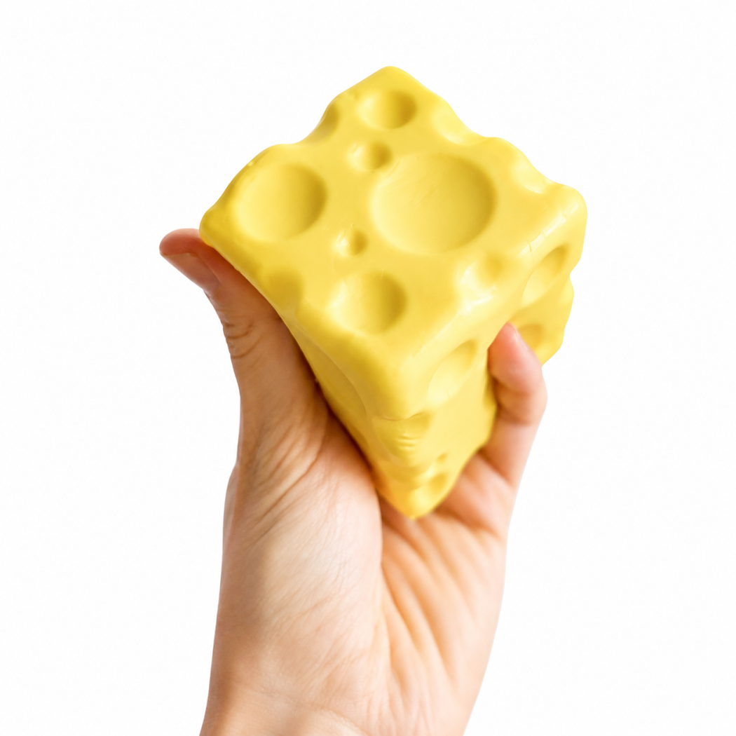 Ser Gniotek - Squichy Antystresowy Fidget Sensoryczny 7 cm - Kostka Sera Zabawka Relaksacyjna