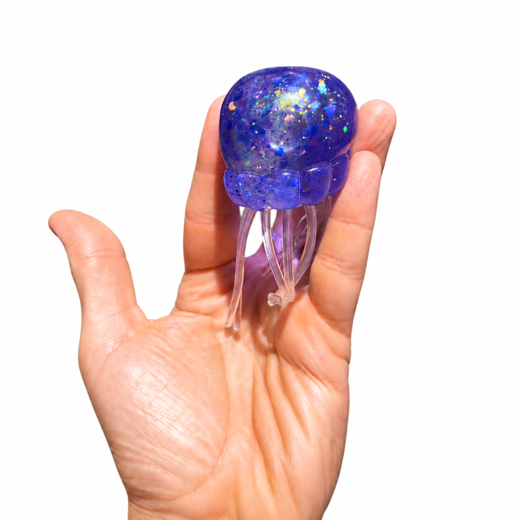 Meduza - Gniotek z Wolnym Odbiciem - Brokatowy Antystresowy Sensoryczny - Fidget