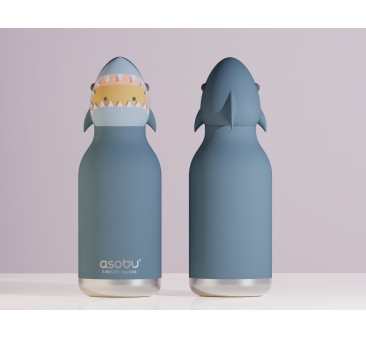 Rekin Hurley - Butelka Termiczna 460 ml ze Słomką z Motywem Rekina - Niebieska Bestie Bottle - Asobu