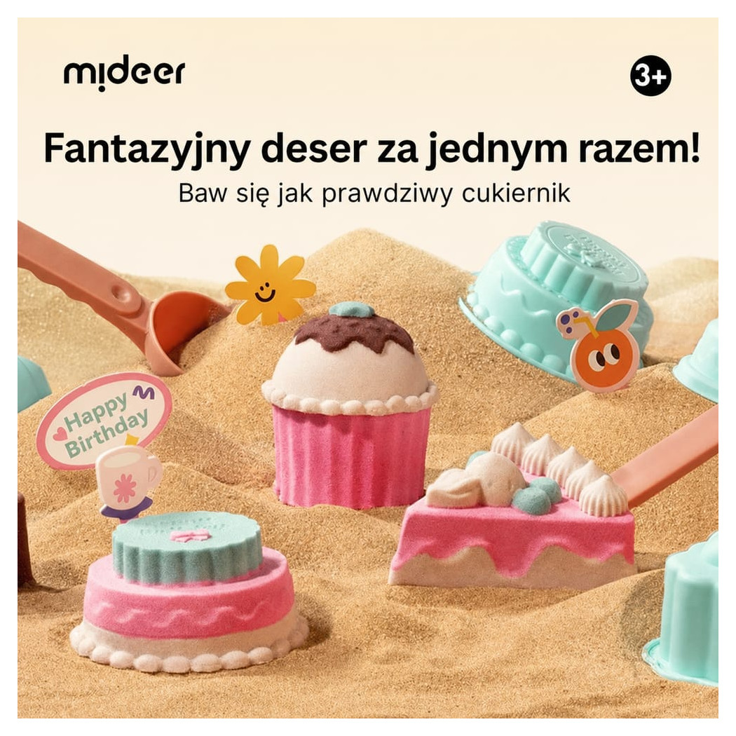 Magiczny Piasek - Masa Kinetyczna Foremki i Narzędzia - Pojemnik z Pokrywką - Mideer
