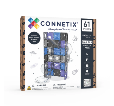 Kosmiczny Kulodrom ze Świecącą Kulką i Lśniącymi Klockami - Klocki Magnetyczne - 61 Elementów - Connetix