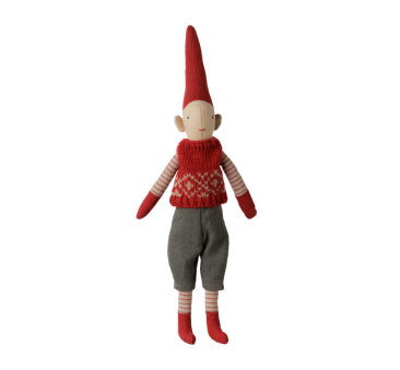 Krasnoludek Pixy w Czerwonej Kamizelce - Chłopiec - 26 cm - Rozmiar nr 1 - Dekoracja Bożonarodzeniowa - Maileg