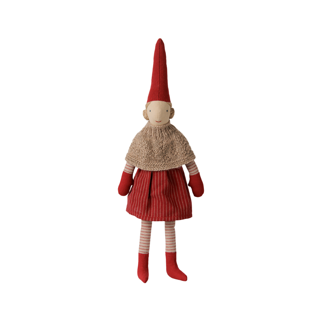 Krasnoludek Pixy w Pelerynce - Dziewczynka - 31 cm - Rozmiar nr 2 - Dekoracja Bożonarodzeniowa - Maileg