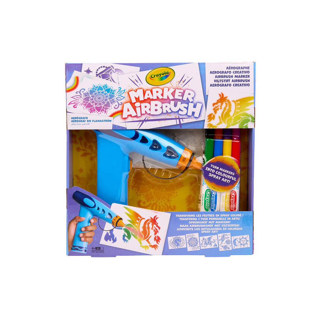 Aerograf dla Dzieci - do Malowania Natryskowego - 5 Szablonów i 8 Flamastrów - Crayola