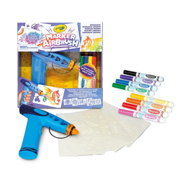 Aerograf dla Dzieci - do Malowania Natryskowego - 5 Szablonów i 8 Flamastrów - Crayola
