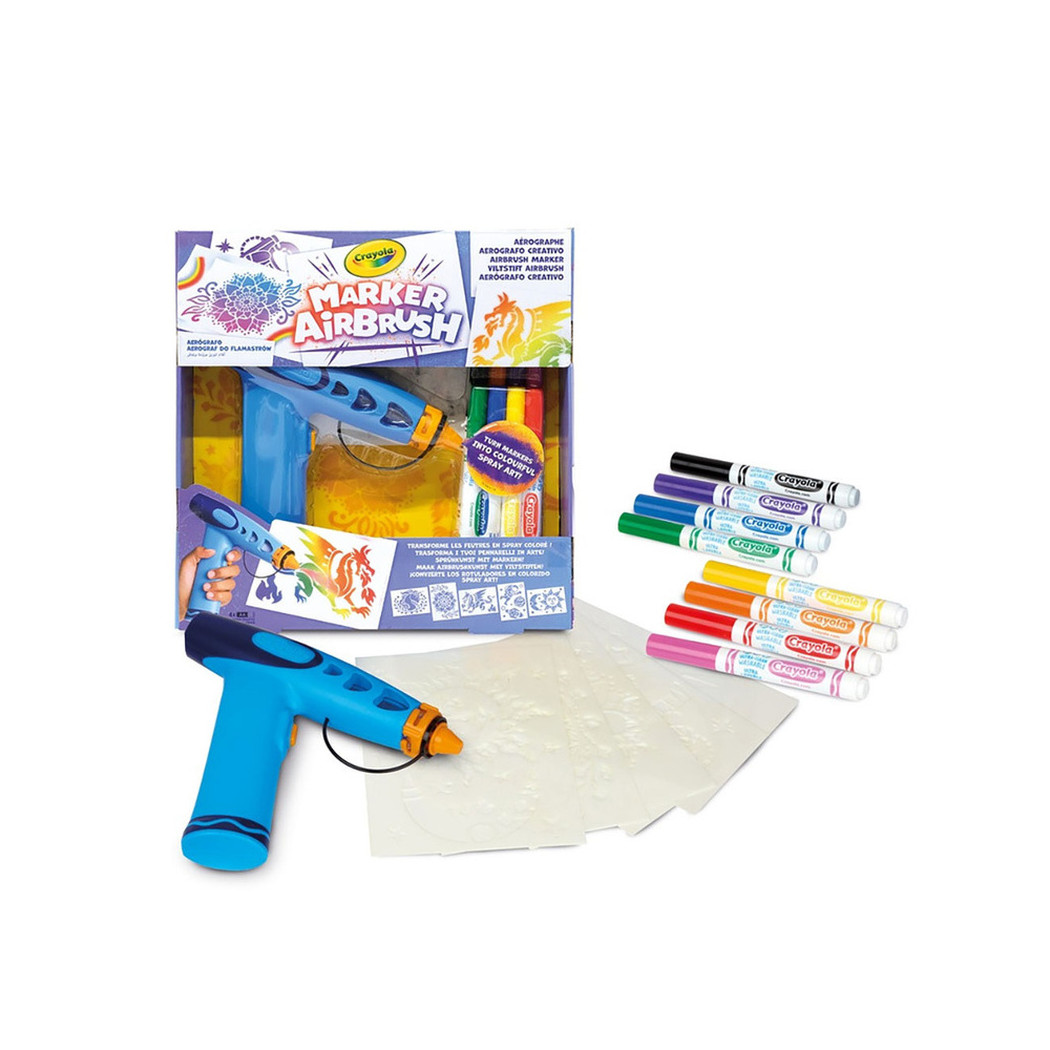 Aerograf dla Dzieci - do Malowania Natryskowego - 5 Szablonów i 8 Flamastrów - Crayola