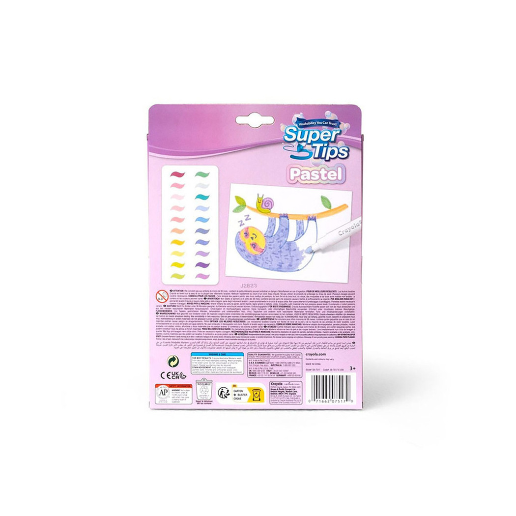 20 Kolorów Pastelowych - Zmywalne Mazaki Pisaki Flamastry dla Dzieci - Super Tips Crayola