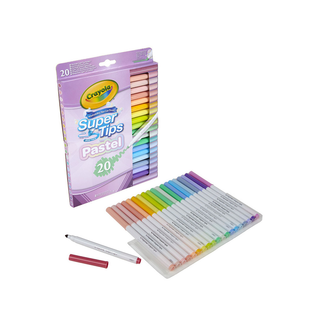 20 Kolorów Pastelowych - Zmywalne Mazaki Pisaki Flamastry dla Dzieci - Super Tips Crayola