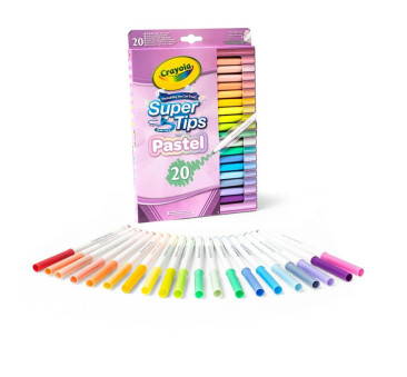 20 Kolorów Pastelowych - Zmywalne Mazaki Pisaki Flamastry dla Dzieci - Super Tips Crayola