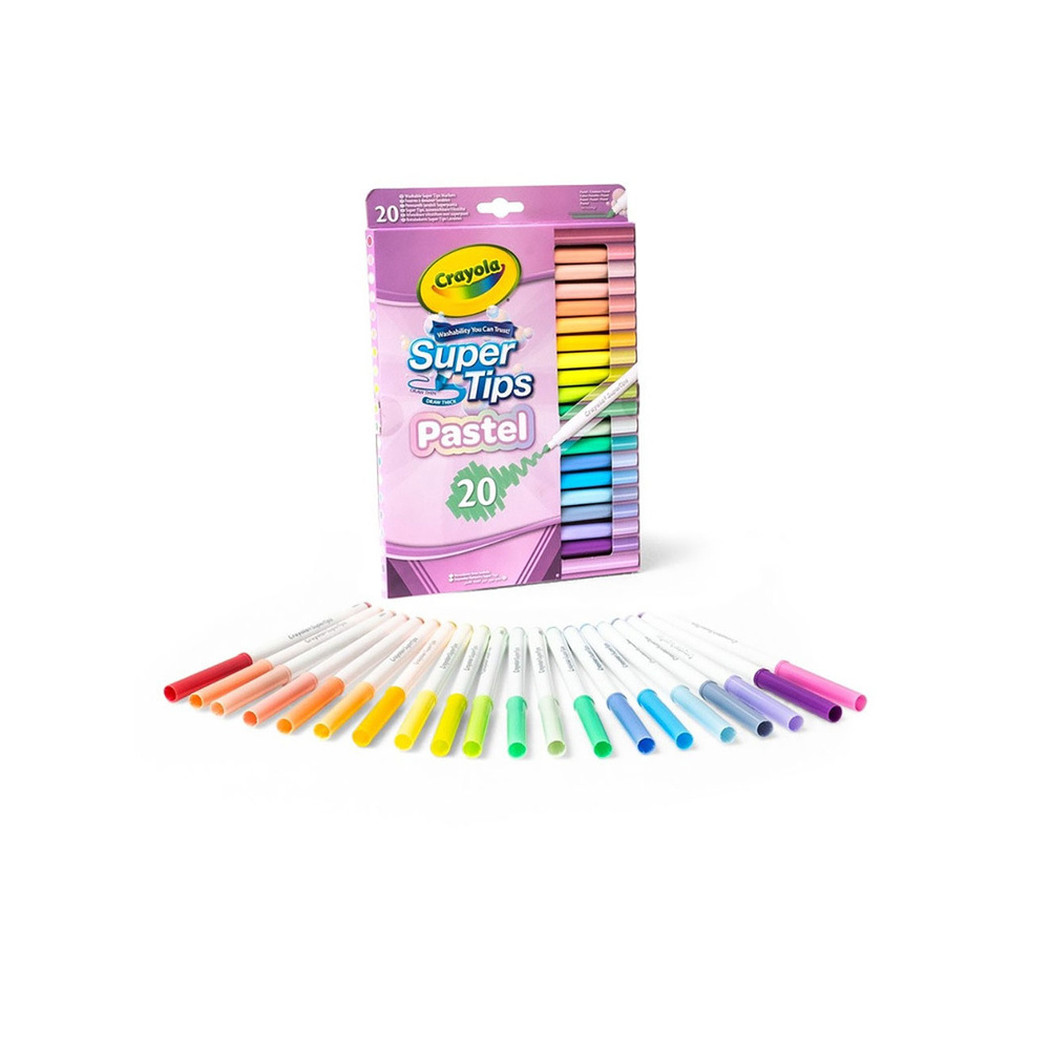 20 Kolorów Pastelowych - Zmywalne Mazaki Pisaki Flamastry dla Dzieci - Super Tips Crayola