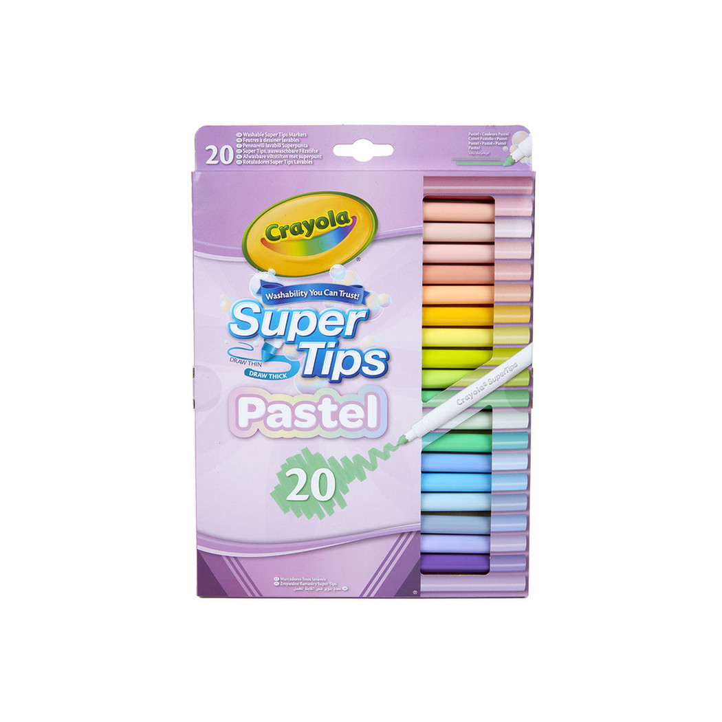 20 Kolorów Pastelowych - Zmywalne Mazaki Pisaki Flamastry dla Dzieci - Super Tips Crayola
