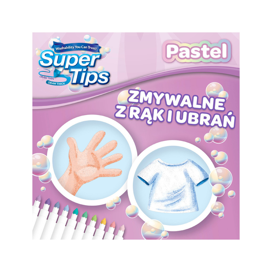 20 Kolorów Pastelowych - Zmywalne Mazaki Pisaki Flamastry dla Dzieci - Super Tips Crayola